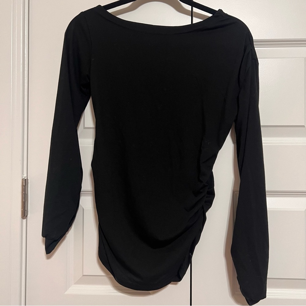 SHEIN Classic Ruched Black Long Sleeve Tee